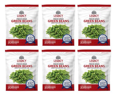 Legacy Premium Emergency Food Storage Essentials Freeze-Dried Green Beans 6 Pack LE6021