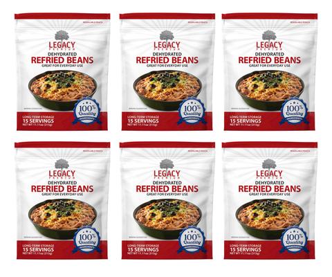 Legacy's Premium Emergency Food Storage Essentials Dehydrated Refried Beans 6 Pack LE6022
